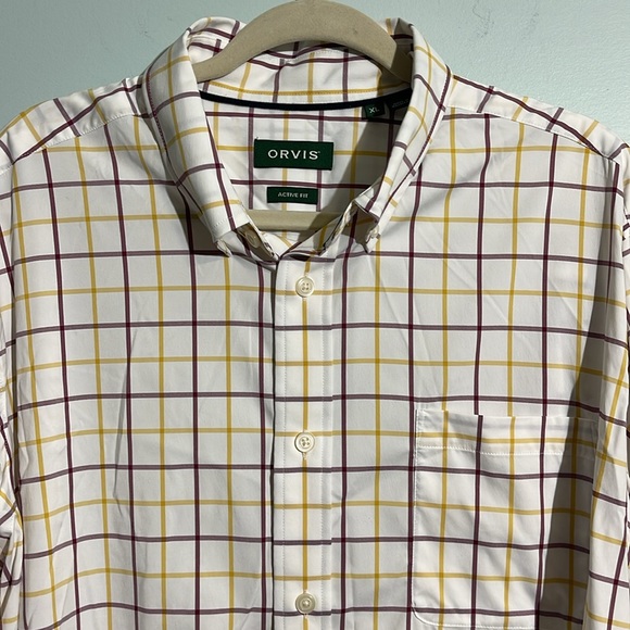 Orvis Active Fit Button Down Shirt Windowpane Plaid Men’s XL Performance Stretch - Picture 5 of 8